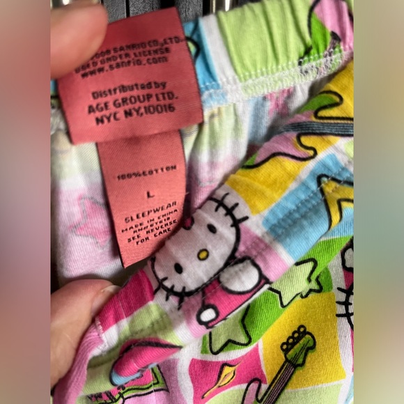 Hello Kitty Rockstar Sleepwear Pant Straight Leg 💯 cotton colorful in Size L - Picture 7 of 9